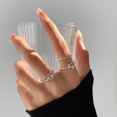 Love branch combination s925 sterling silver ring female personality simple ins light luxury advanced retro personalized index finger ring
