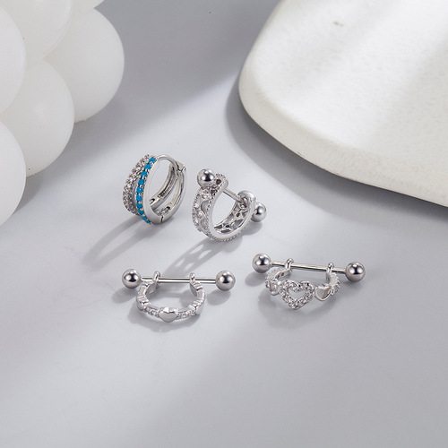 Screw-on earrings, new trendy love earrings, niche design, advanced ear bone nails, cool ear buckles, light luxury earrings for women