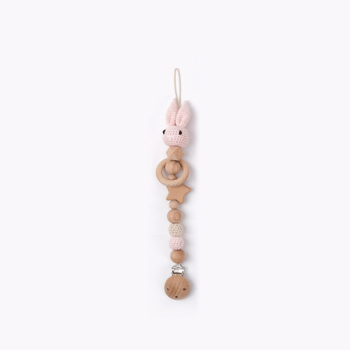 Foreign trade baby pacifier chain handmade crochet rabbit pacifier chain baby molar teether pacifier clip pacifier chain
