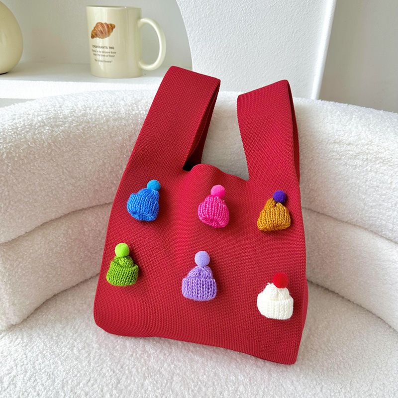 Dopamina lindo Navidad sombrero tridimensional de punto bolso de hombro estilo coreano versátil de gran capacidad bolsa de mano
