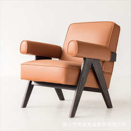 巴塞罗那椅单人北欧布艺木设计师家具休闲会休闲椅昌迪加尔沙发椅