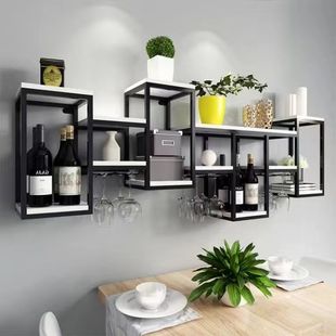 Dining Room Wall-mounted Wine Cabinet Wall-mounted Hanging Wine Cabinet Wine Rack Wall-mounted Wall-mounted Living Room Internet-famous Industrial Style Iron Art