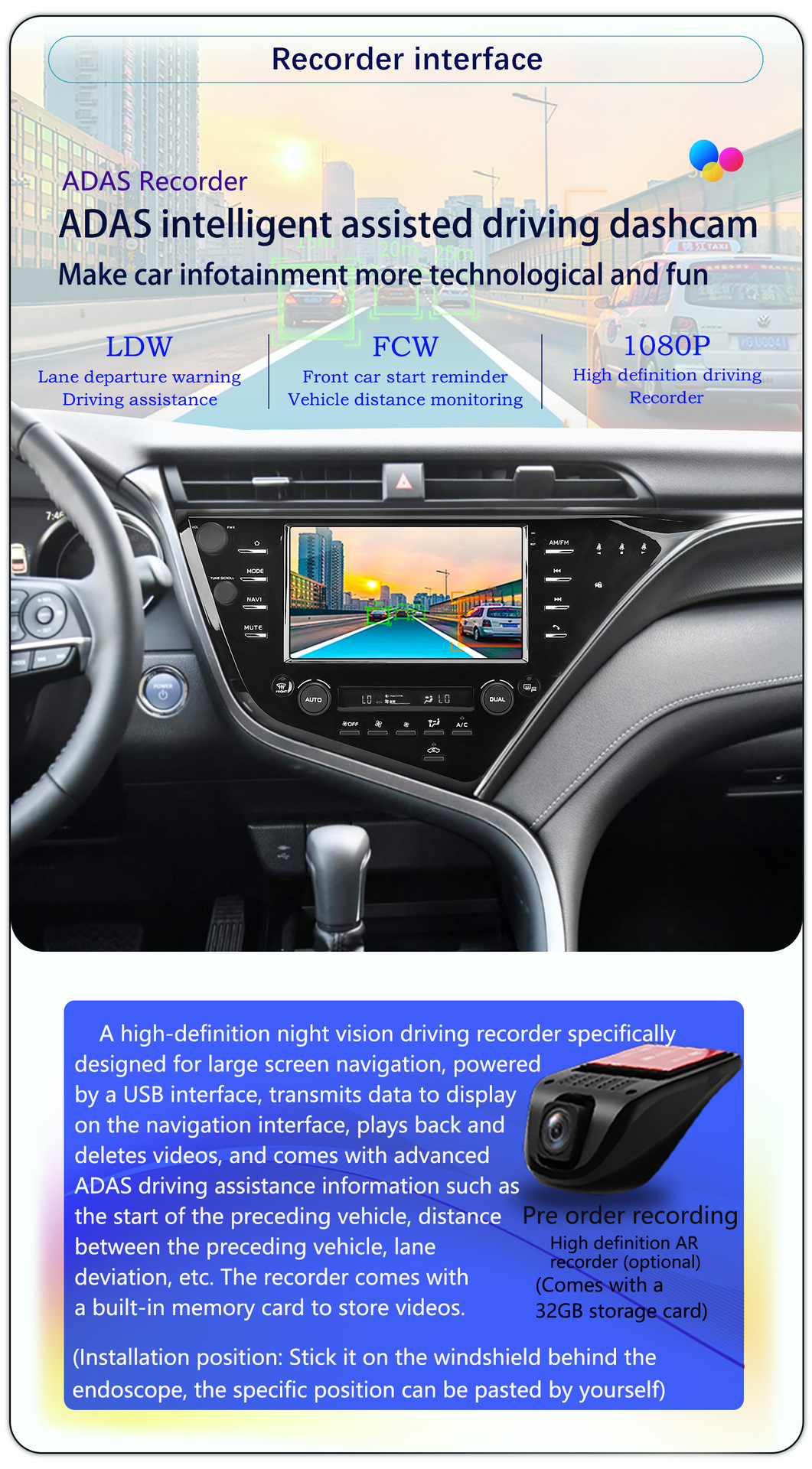 Suitable for 9-Inch 18-19 Model Toyota Camry Wireless Carplay Car Navigation 360 Panoramic All-In-One Machine