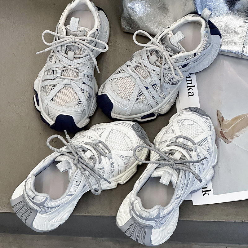 Paris Europe Station Torre Shoes Women's 2025 Spring and Summer Genuine Leather Mesh Thick Sole Increased Small Casual Sports Shoes