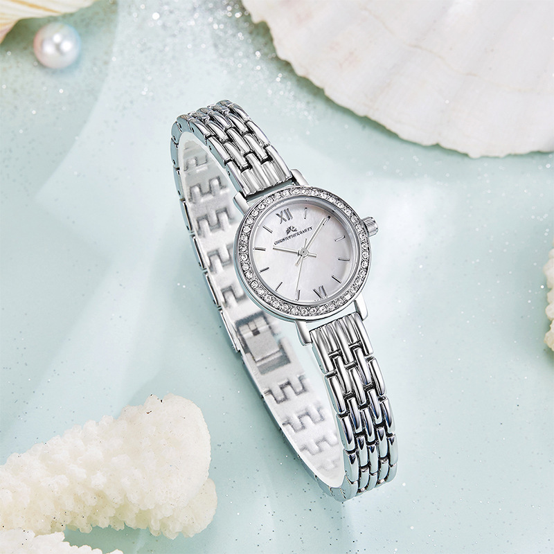 [Hot Recommendation] Small Silver Watch, Fashionable, Waterproof, Small Dial, Simple and Elegant Quartz Women's Watch