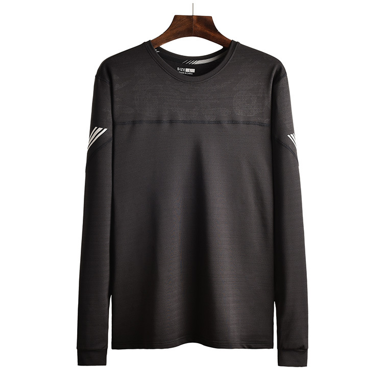 El otoño y el invierno de los hombres de deportes camiseta superior al aire libre de la aptitud de secado rápido de manga larga estiramiento suelto más tamaño en la acción al por mayor A