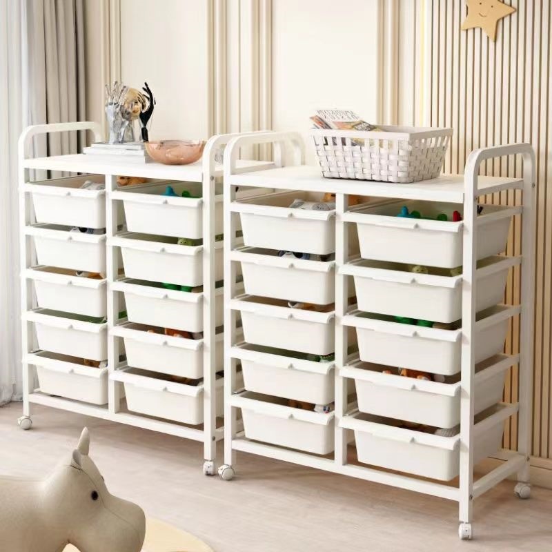 Children's toy storage rack, multi-layer large-capacity baby toy organizer, movable floor-standing cabinet for children's room