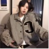 A generation of fat 2021 Autumn and winter New products houndstooth Tweed jacket Versatile thickening have cash less than that is registered in the accounts Jacket coat