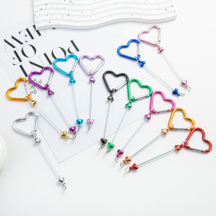 in stock diy beaded love carabiner multifunctional outdoor water bottle backpack carabiner metal hook keychain