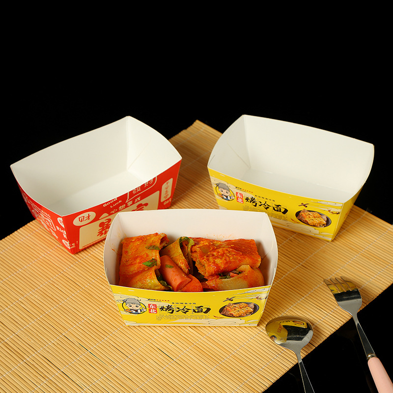 En stock sin descuento Noreste fideos fríos horneados caja de embalaje puesto comercial desechable cadena frita caja de aperitivos para llevar caja de embalaje