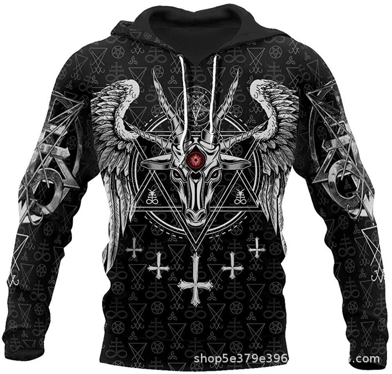 Spring and Autumn Fashion Cross-Border 3D Sweatshirt Men's Viking Warrior Print Street Trendy Style Hoodie Cross-Border Hot Sale