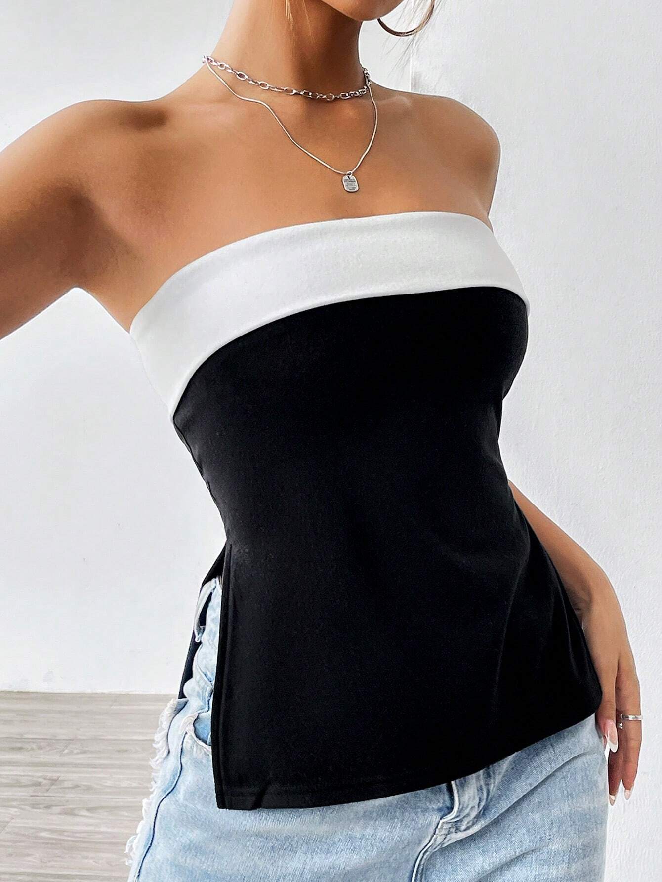 182g Weight Polyester Fabric Type Wholesale Women's Vacation Simple Style Color Block Contrast Binding Tank Tops