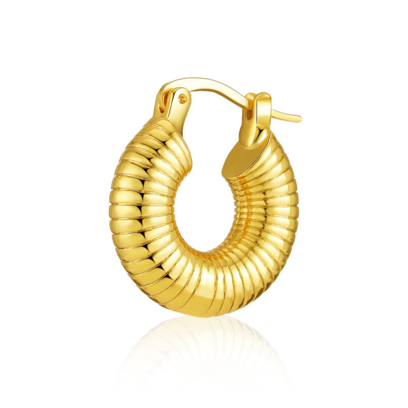 Round Pattern Women'S Gender 1 Pair Simple Style Round Plating Stainless Steel 18k Gold Plated Hoop Earrings