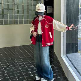 女童拼色潮流棒球服外套2026新款儿童春季韩版夹克运动上衣