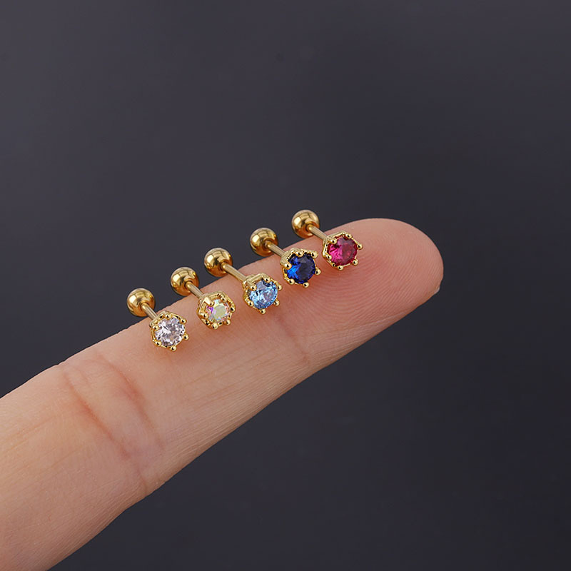 Ear Cartilage Rings & Studs Simple Style Geometric Copper Plating Artificial Gemstones display picture 3