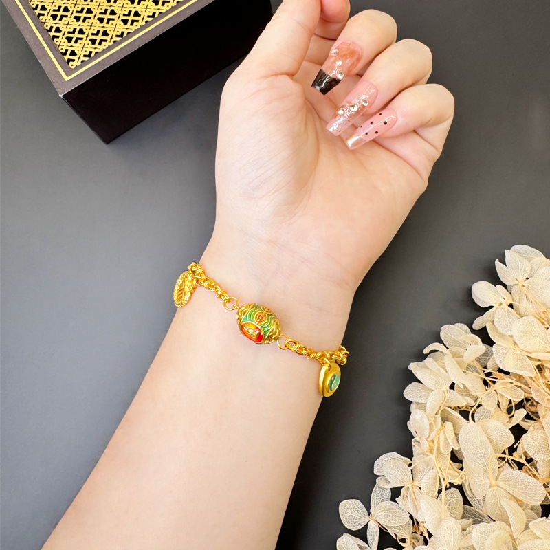 Vietnam Sha Jin Fengxiang Yun Tai Chi Fu pulsera chapado en oro no se desvanecerá retro joyería Yiwu al por mayor