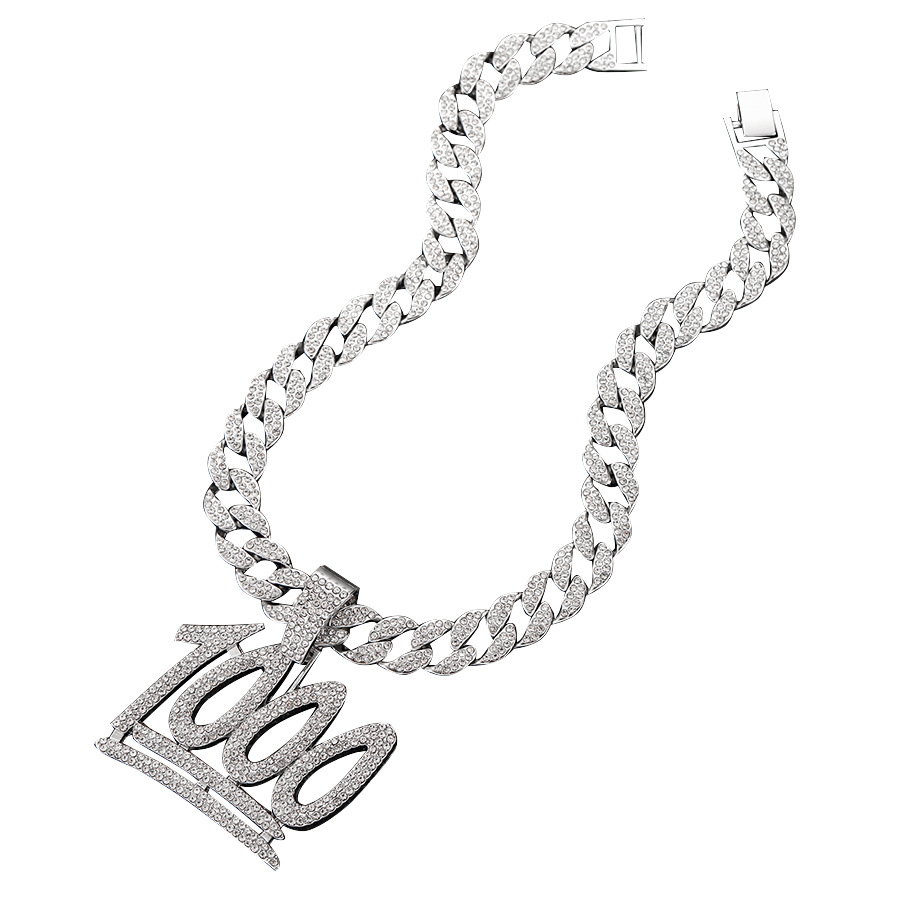 Gatvės repo asmenybės 1000 numeris, pilnas deimantų, hiphopo nišinio dizaino skaitmeninis pakabukas, vyriški kubietiški karoliai_voghion.com