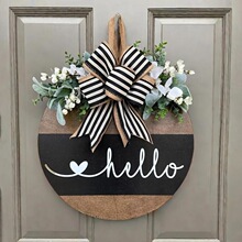 Y 55036 Wooden Round Welcome Sign Bow ľ�ʹ��ƺ����� ��