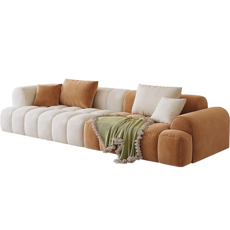 Luz crema francesa viento arena Red de pelo rojo sala de estar tela de algodón de azúcar fila recta pequeño apartamento moderno simple sofá silla