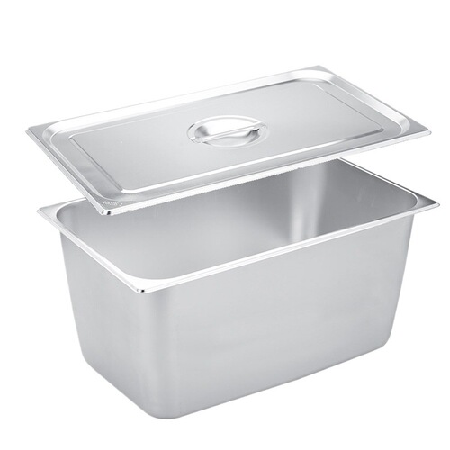 Food-grade 304 stainless steel large extra size thickened rectangular covered fast food cart dish box set