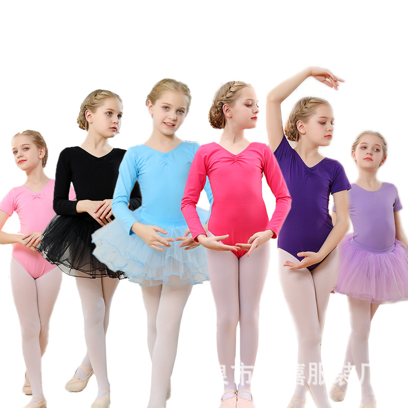 Ropa de baile para niños de manga larga ballet para niñas Ropa de práctica de manga corta para niños ropa de entrenamiento básico ropa de gimnasia Ropa de baile