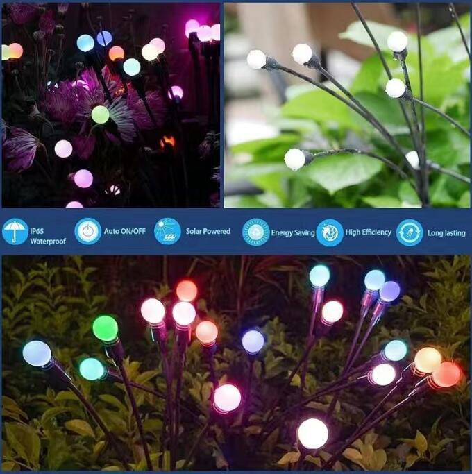 Guirnaldas de luces solares, luces de luciérnaga, luces decorativas para el suelo, jardín, césped, árbol de Navidad, luces de cadena impermeables para acampar
