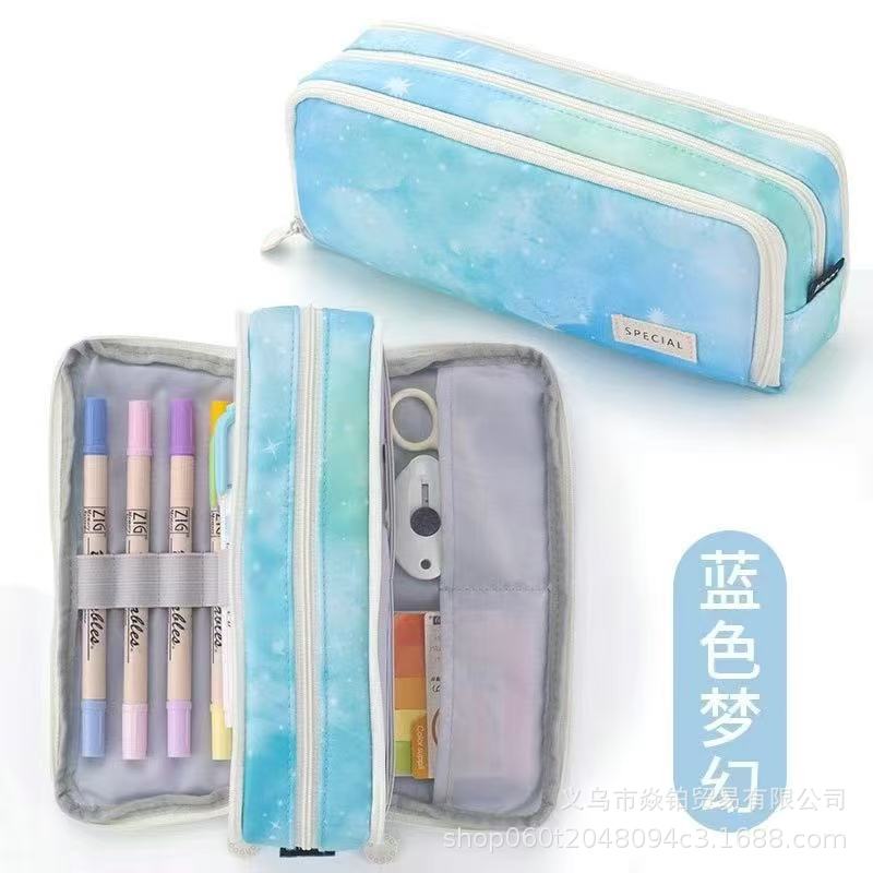 Estuche para lápices japonés de gran capacidad de alto valor Bolso de papelería de lona simple coreano para estudiantes de secundaria para niños y niñas Estuche para lápices lindo