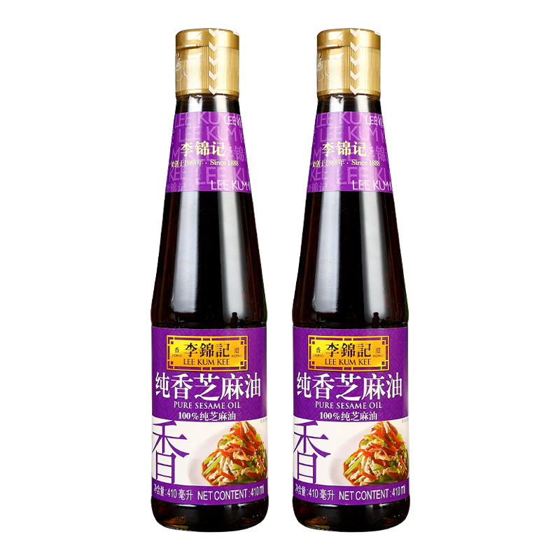 包郵便李錦記純香ゴマ油410ml凉菜炒め麺香油麻油鍋に香油皿をつけた|undefined