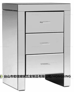 跨境外贸威尼斯镜玻璃玻璃床头柜储物柜现货出口内销欧美家装外贸