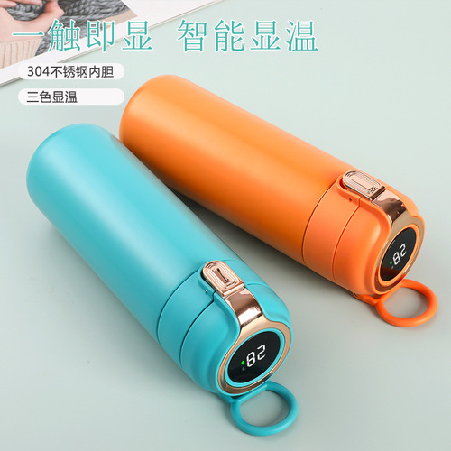 High-looking smart water cup 304 stainless steel children's thermos cup girl's warm water cup with handle portable cup