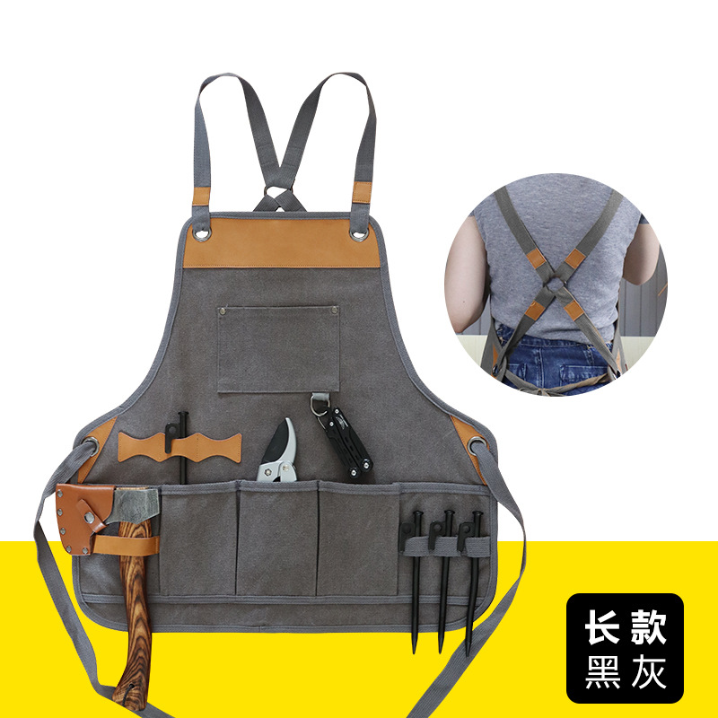 Delantal de lona engrosada transfronteriza PU delantal de cuero suave peluquería tienda de té de leche ropa de trabajo electricista herramientas de carpintería delantal