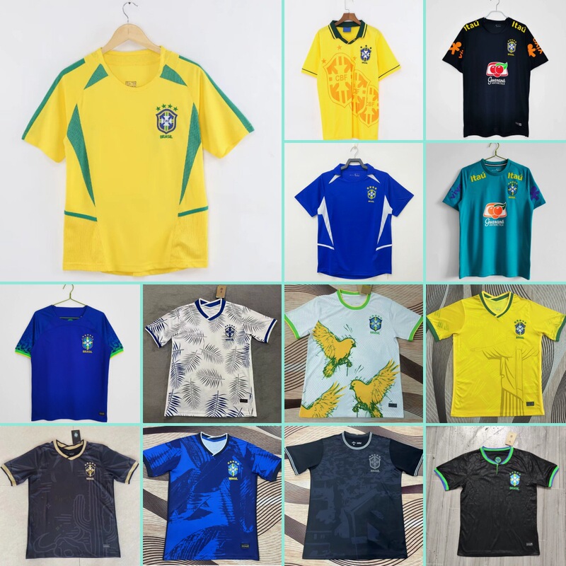 Brazil Jersey Home and Away Brazilretro Football Uniform Apparel One-Piece Dropshipping Fan Version Short-Sleeved Team Brazil Jersey Home and Away Brazilretro Football Uniform Apparel One-Piece Dropshipping Fan Version Short-Sleeved Team