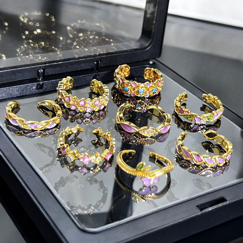 5g Weight Rings Classification 1 Piece Quantity Holiday, Daily Occasion Copper Material Flower Pattern All Seasons Season Women's Gender Enamel Design Vacation, Simple Style Style Wholesale Jewelry Vacation Simple Style Flower Copper Enamel Rings 6