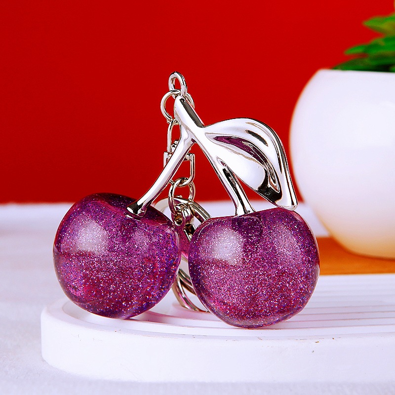 Creativo lindo diamante fruta pequeño limón llavero del coche bolso de las mujeres colgante de metal llavero anillo de regalo de dibujos animados