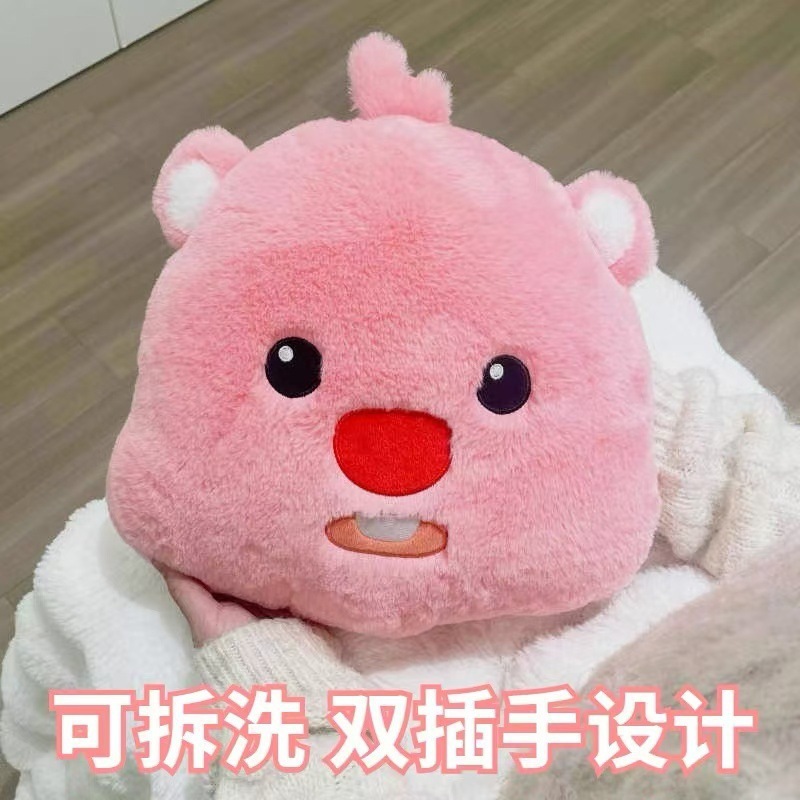 跨境爆款同款新款史迪仔草莓熊热水袋卡通毛绒女生注水式暖水袋冬|undefined