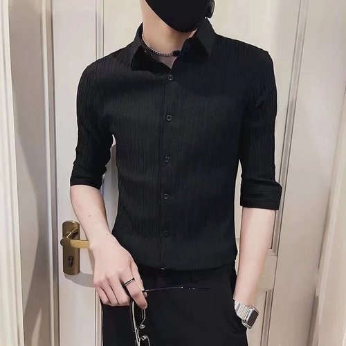 High-end Pure Color Short Sleeve Shirt Men's Fashion Brand Mid-Sleeve Summer Shirt Korean Style Trendy Slim Fit Top Coat for Men 
