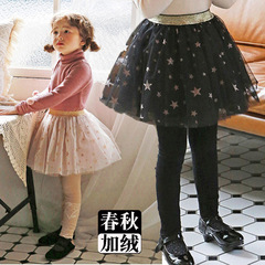 New Women's Children's Bouncy Golden Mesh Leggings Skirt Set Cotton Lace Edge Children's Skirt Pants