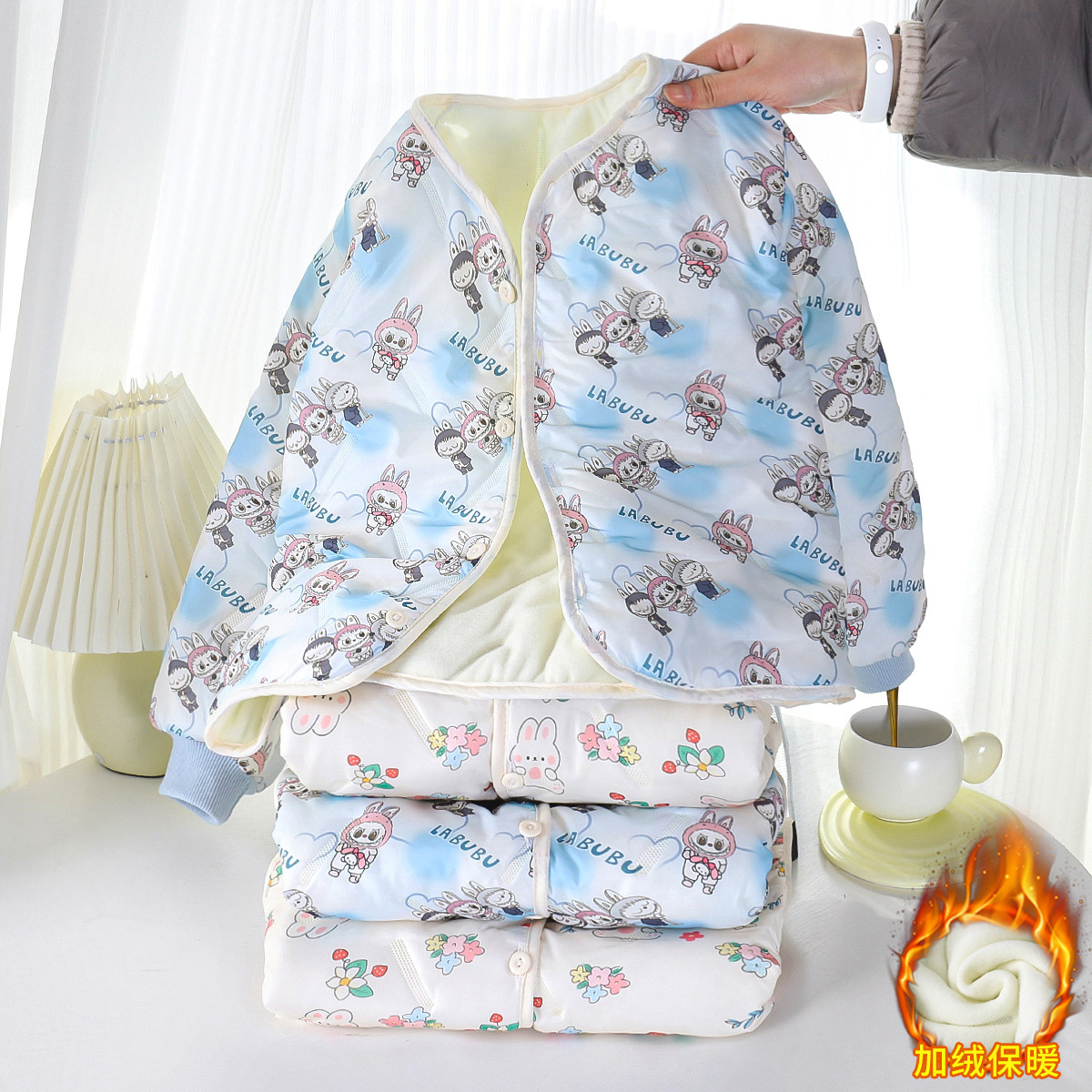 Winter children's thick cotton-padded coat, children's fleece-lined, three-layer warm cotton-padded coat for boys and girls, school uniform inner cotton-padded jacket