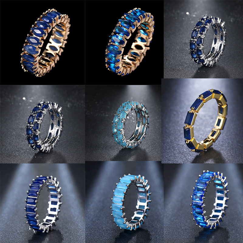 blue ring with stone with zircon