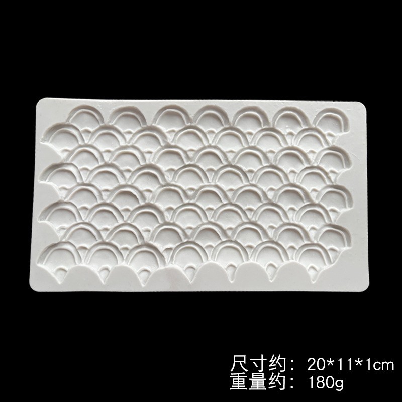 Pastel de fondant de panal de diamantes horneados de bricolaje, molde decorativo de borde de escamas de pescado, molde de silicona con textura de ondas de agua de olas del mar