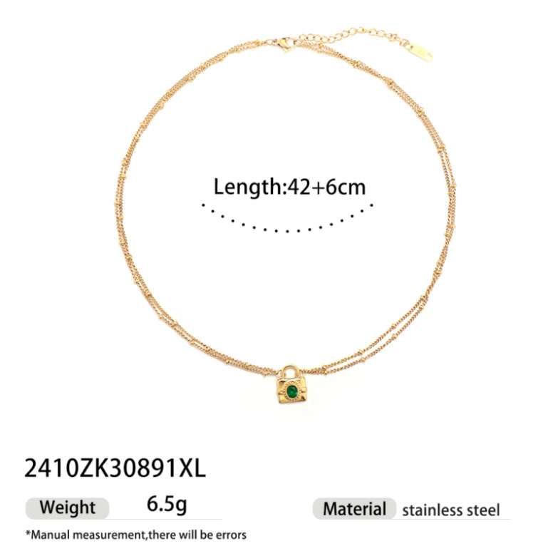 Taena, cerradura de acero inoxidable europea y americana, collar de múltiples capas, cuentas hechas a mano, cadena de clavícula de circón natural, joyería transfronteriza