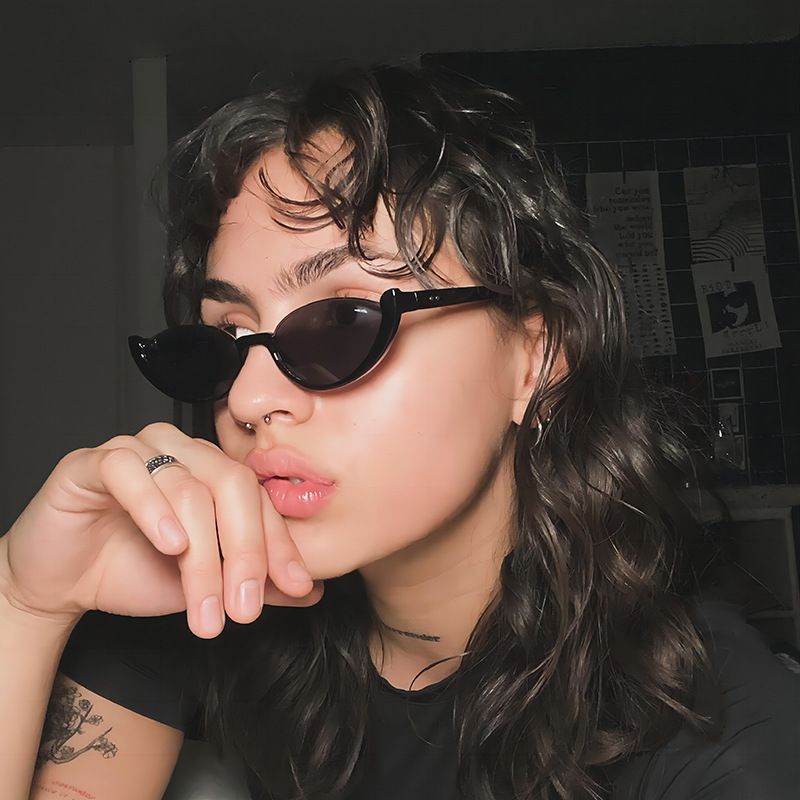 Nuevas gafas de sol de media montura con ojos de gato transfronterizas, chicas calientes europeas y americanas, nicho, gafas de sol de protección solar de hip-hop de calle Sunglass
