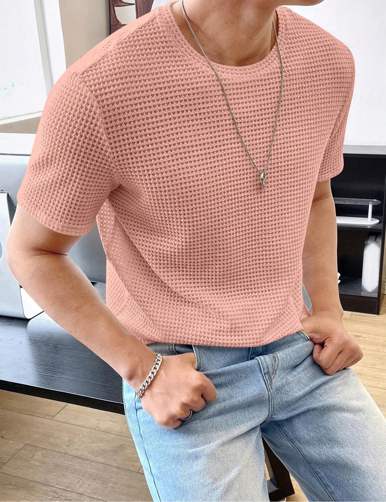 "Men's Loose Fit T-Shirt - Solid Color, Casual Style, Short Sleeve Summer Tee" - Picture 12 of 13