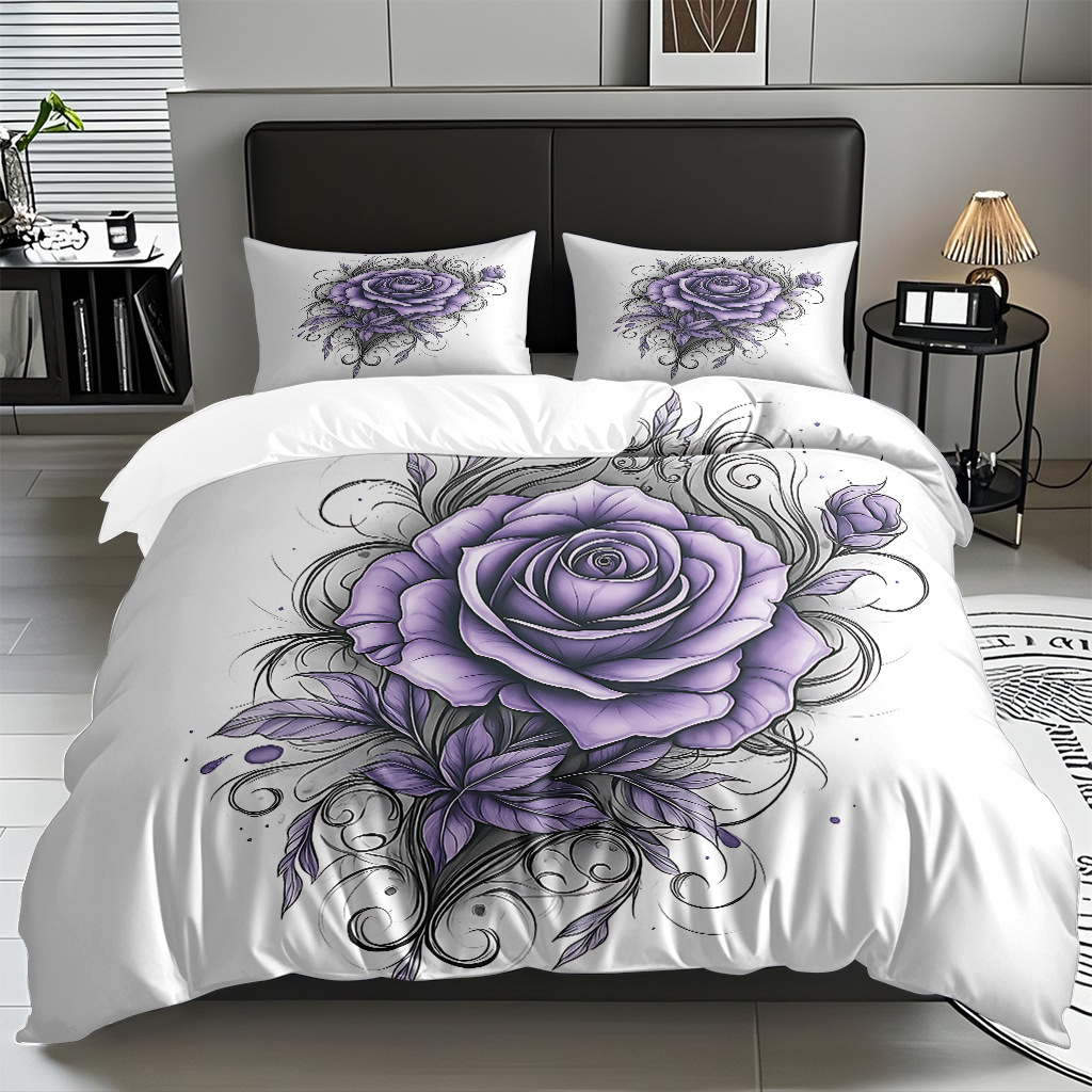 TEMU / JIT multivariado rosa digital impresión set edredón suave piel transpirable fábrica de origen textil