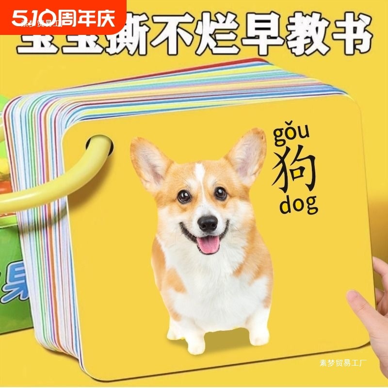 动物卡片认知早教儿童识字看图识物启蒙书婴幼儿宝宝玩具水果