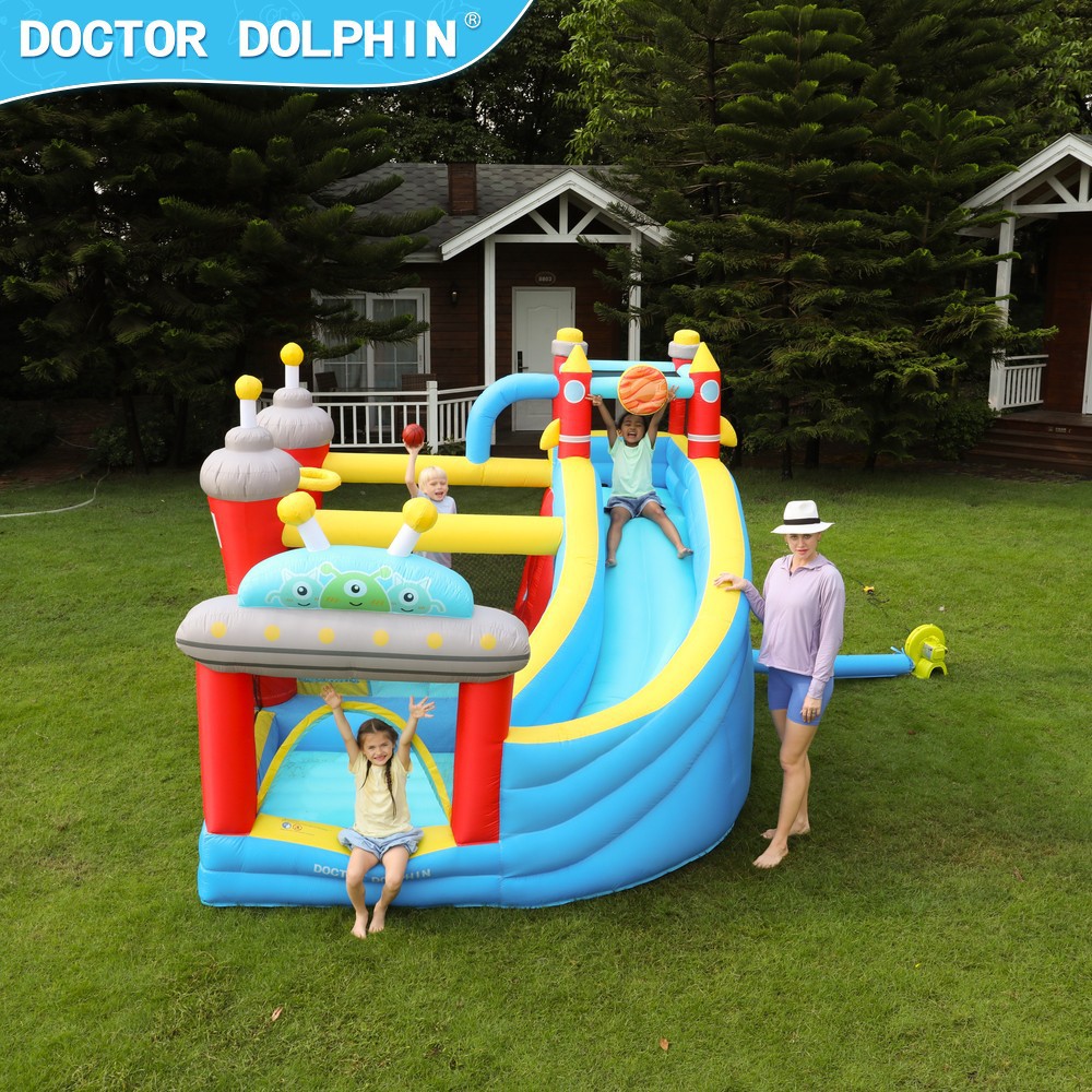 Dr. Dolphin | Castillo inflable para niños en casa Pequeño trampolín inflable interior Toboganes Castillo Paradise Camo de trampolín para el hogar