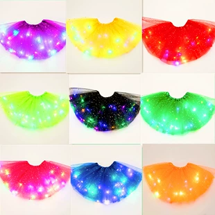 Детская юбка-пачка tutu из сетки с блёстками и LED-подсветкой