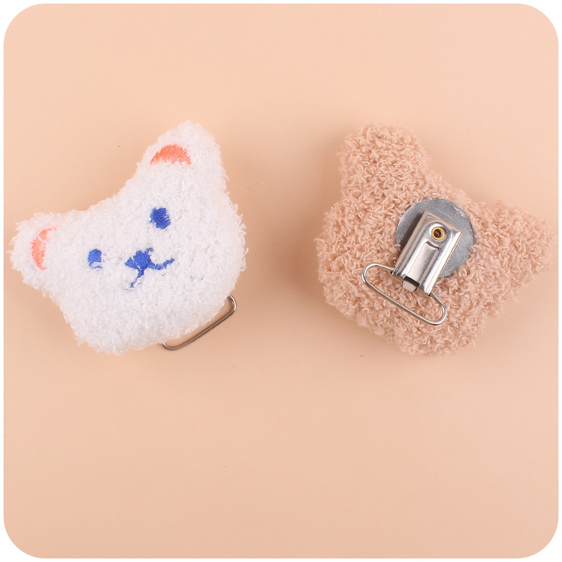 Nuevo bebé suministros felpa DIY oso cabeza chupete clip calmante bebé oso cabeza clip pezón anti-gota cadena Accesorios