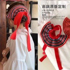 ins博主周美美同款彩色针织大发圈高马尾丸子头发带百搭撞色发饰