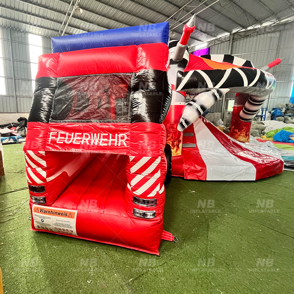 Gran camión de bomberos inflables combatiente casa rebotante combinación infantil inflables castillo de jumping cama parque de atracciones